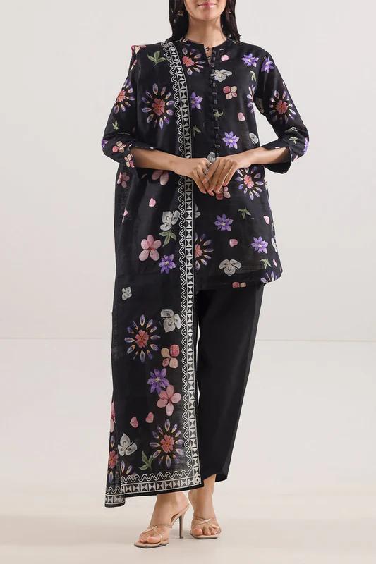 SAYA – 3-Piece Unstitched Printed Lawn Suit (Midnight Floral)