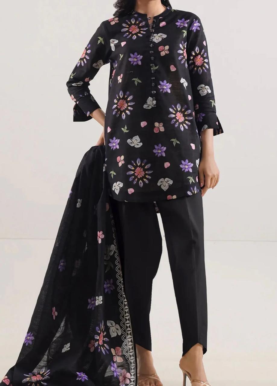 SAYA – 3-Piece Unstitched Printed Lawn Suit (Midnight Floral)