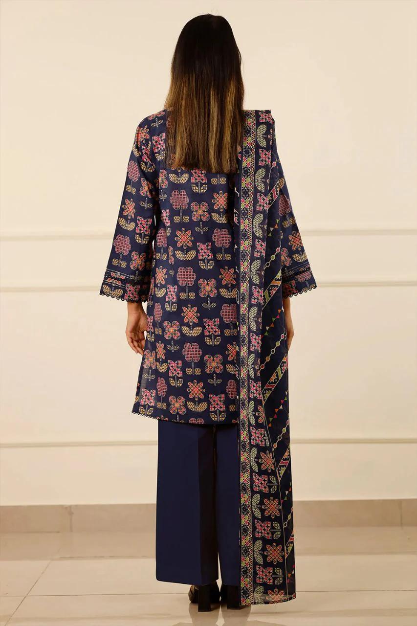 SAYA – 3-Piece Printed Lawn Suit – Midnight Ethnic